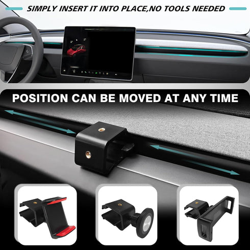 Dashboard Car 1/4 Screw Mount Phone Holder by BestEvMod - Tablet Mag Safe Compatible with 2024 Refreshed Tesla Model 3