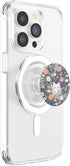 Cute White Cat in Spring Flowers, Botanical Floral PopSockets PopGrip for MagSafe