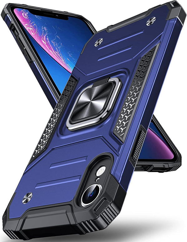 Anqrp Designed for iPhone XR Case, Military Grade Protective Phone Case Cover with Rotatable Metal Ring Kickstand,