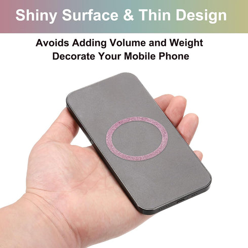 uxcell 3 Pcs Magnetic Adapter Ring, Universal Magnetic Wireless Charger Conversion Kit Sparkle Magnetic Metal Ring