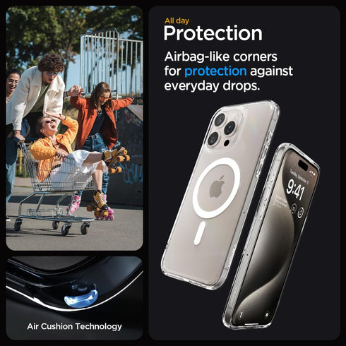 Spigen iPhone 15 Pro Case - Magnetic Ultra Hybrid MagFit, Military-Grade Protection, Anti-Yellowing, MagSafe Compatible