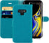MONASAY Wallet Case for Galaxy Note 9, 6.4 inch, Light Blue Flip Folio Leather Cover with RFID Blocking