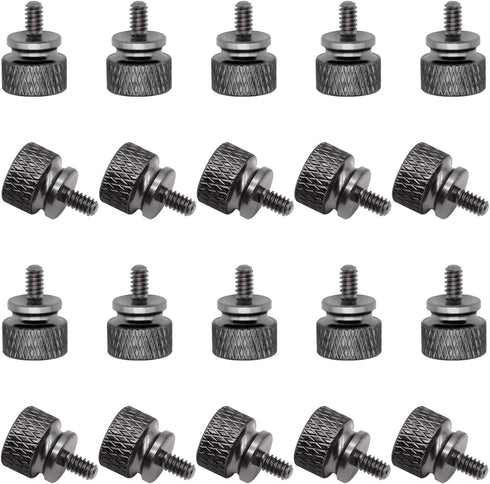 20 Pieces 6#-32 Computer Case Screws, Anodized Aluminum Thumbscrews, Fully Threaded Knurled Thumbscrews (Black)