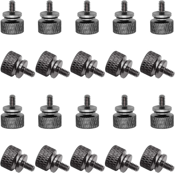 20 Pieces 6#-32 Computer Case Screws, Anodized Aluminum Thumbscrews, Fully Threaded Knurled Thumbscrews (Black)