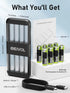 GrnOas.E 8-Pack 3000mWh 1.5V, 350mA Black Charger with Lithium-ion AA Rechargeable Batteries, Independent Slots, Fast