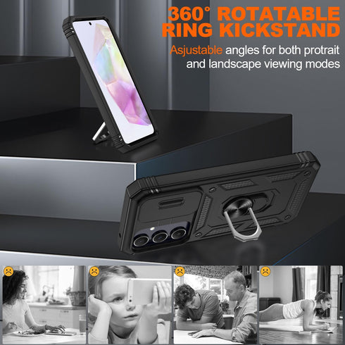 Samsung Galaxy A35 5G Case with Slide Camera Cover & Screen Protector*2, Military Grade Protective Case