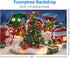 Funnytree 7x5FT Cartoon Christmas Village Photography Backdrop, Winter Snow Pine Tree Background for Kid Party