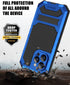 JGY iPhone 14 Pro Max IP68 Waterproof Case, Military Metal Stand Case with Screen Protector, Slim Full Cover, Blue