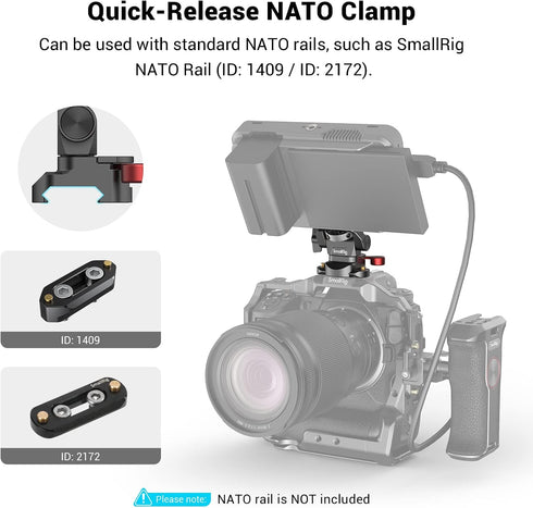 SMALLRIG Field Monitor Mount with NATO Clamp, Camera Monitor Holder for 5” and 7” Monitors