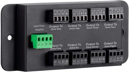 Monoprice 8 Zone Single Input Speaker Distribution Hub, Connect Up to 8 Pairs of Speakers to A Single Amplifier or Receiver, Black (138161) by Monoprice