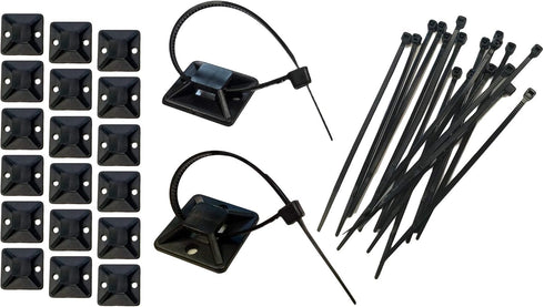 1.5" Adhesive Backed Mounting Bases with 8" Cable Ties - Black