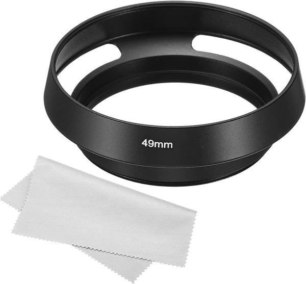 PATIKIL 49mm Lens Hood, Standard Vented Matte Surface Anti-reflective Inside Hood with Cleaning Cloth for Camera Lens