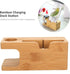 Pssopp Bamboo Charging Station - Wooden Desktop Docking Station Organizer for Cellphone, Smart Watch, Tablet Charging