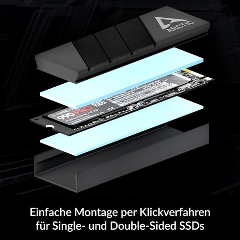 ARCTIC M2 Pro Heatsink Cooler for M.2 2280 SSD, with TP-3 Thermal Pads, Compatible with PC & Gaming Consoles