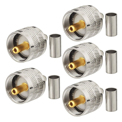 wlaniot PL259 Crimp Connectors, UHF Male RF Coax Compatible with RG58 RG142 RG400 Low Loss