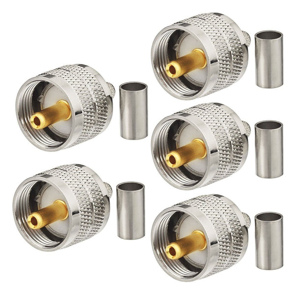 wlaniot PL259 Crimp Connectors, UHF Male RF Coax Compatible with RG58 RG142 RG400 Low Loss