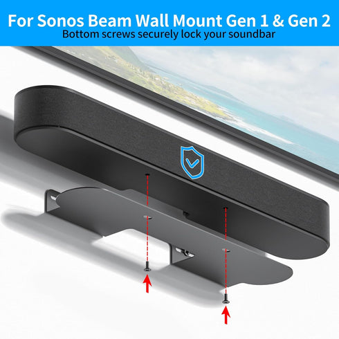Soundbar Mount for Sonos Beam, Wall Mount Bracket Compatible with Sonos Beam Sound Bar, Black