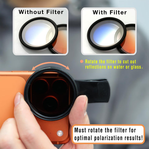 MonTelulu 52mm iPhone17/16/15/14/13/12/11,Upgraded Clip-on CPL Phone Camera Lens Filter Kit,Circular Polarizer Filter