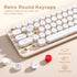 MIKIBY i68 2.4GHz WindowsxP/7/8/10 Wireless Keyboard and Mouse Combo, Retro Typewriter Style Keyboard with Round
