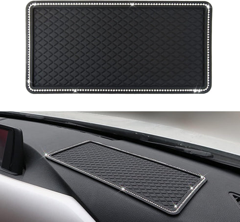 Car Dashboard Anti-Slip Rubber Pad, Bling Crystal Sticky Gel Pad, Non-Slip Mat for Phones, Sunglasses, Keys