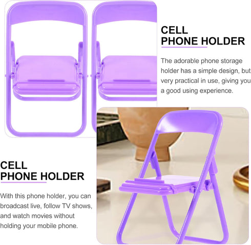 POPETPOP 10pcs Cute Cartoon Folding Chair Phone Stands Smartphone Holders for Desktop Office Home Dorm Use Creative