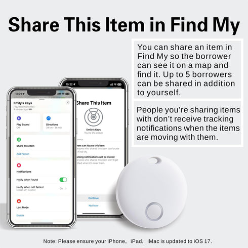 Reyke Key Finder - Bluetooth Luggage Tracker Tag for Keys, Wallet, Suitcase, Works with Apple Find My (White)