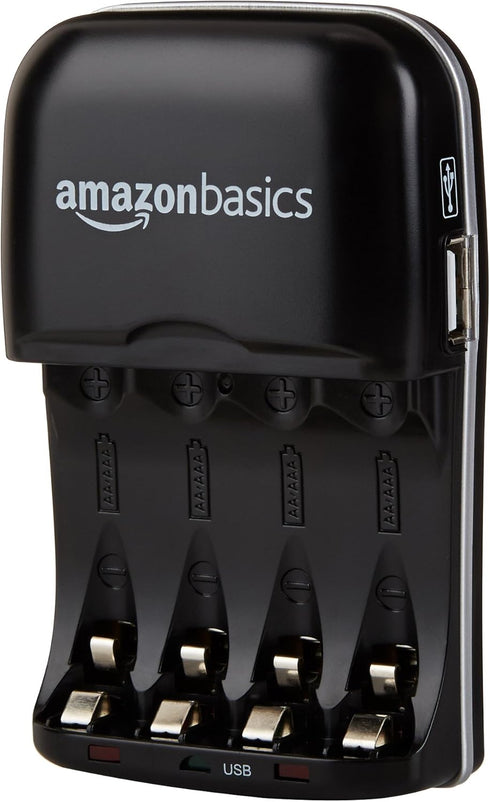 Amazon Basics Rechargeable Battery Charger for AA & AAA Ni-MH Batteries with USB Port,