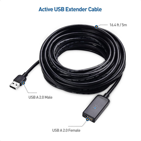Cable Matters Active USB Extension Cable, 16.4 ft / 5m (Male to Female) for Webcam, Oculus, More