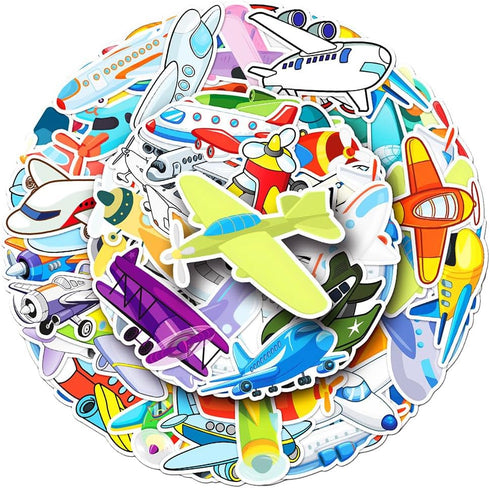 Mekycro Airplane Stickers Pack 50 PCS, Cute Cartoon Waterproof Vinyl Die-Cut Aircraft Sticker