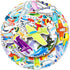Mekycro Airplane Stickers Pack 50 PCS, Cute Cartoon Waterproof Vinyl Die-Cut Aircraft Sticker