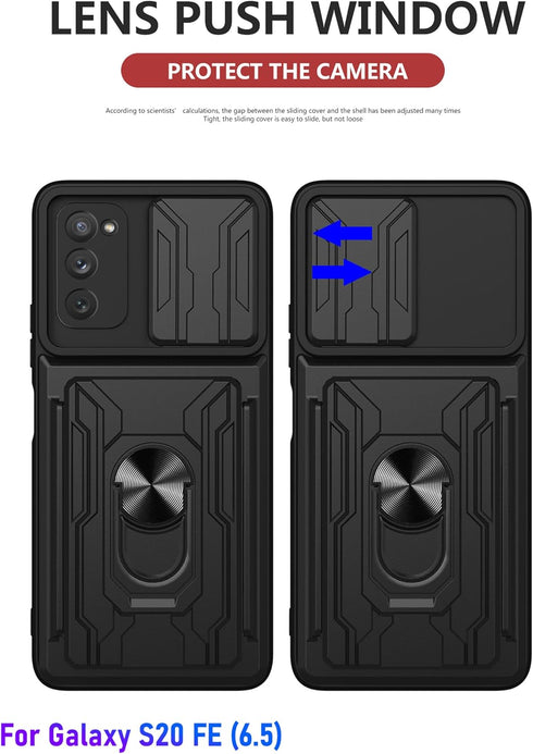 Wallet Case for Samsung Galaxy S20 FE(5G) 6.5 Inch, Credit Card ID Slot, Double Layer Hybrid Military Grade Rugged Case