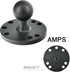 VAUBORTTI 1-Inch Aluminum Ball Mount with Diamond and Round Base, AMPS Hole Pattern for Car Boat Dash Mounting
