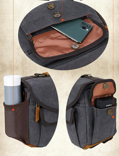 peacechaos Camera Case, Crossbody Shoulder Messenger Bag, Vintage DSLR/SLR/Mirrorless Photography Camera Bag for