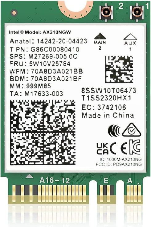AX210NGW WiFi 6E Card M.2 5400Mbps, Tri-Band Wireless Module for Laptop, 11AX WiFi Adapter with Bluetooth 5.3, Supports