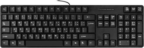 MCSaite Wired Arabic/English Computer Keyboard, Full-Size 104-keys, USB Plug-and-Play, Compatible with PC, Laptop