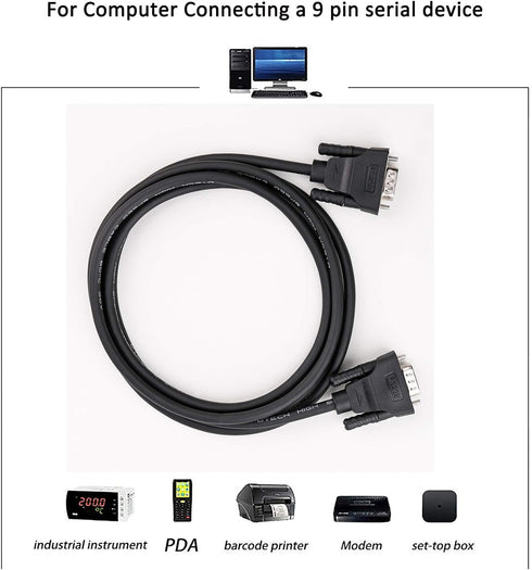 DTech 5 Feet DB9 RS232 Serial Cable Female to Female Null Modem Cord, Full Handshaking 7 Wire Crossover for Data