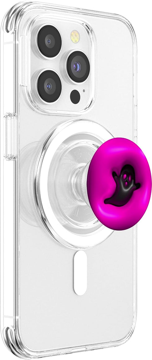 Ghost Halloween Hot Pink 3D Puffy Spooky Cute PopSockets MagSafe PopGrip for iPhone