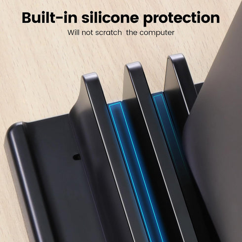 3-Slot Vertical Laptop Stand Holder, Adjustable ABS Plastic Desktop Notebook Dock, Space-Saving Vertical Laptop Stand