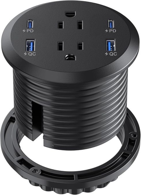 Jgstkcity Desktop Power Grommet, 65W USB C Fast Charging Port, Flush Mount Recessed