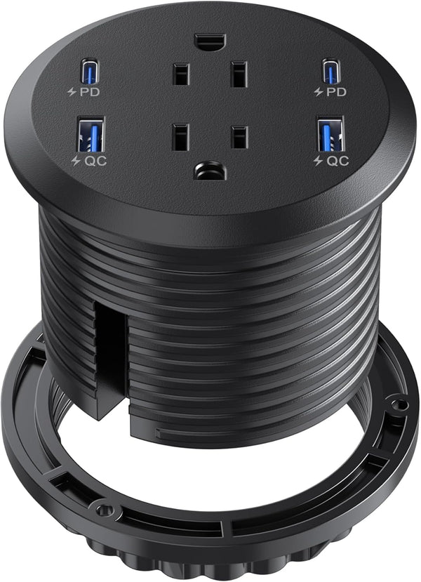 Jgstkcity Desktop Power Grommet, 65W USB C Fast Charging Port, Flush Mount Recessed