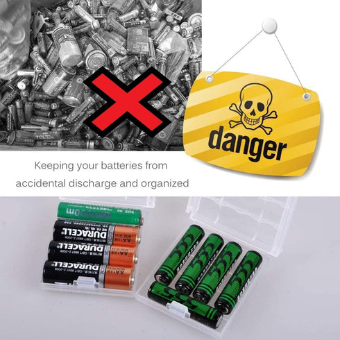 Battery Case for AA/AAA Batteries: Compact Portable Organizer Storage Case, Clear Protective Plastic for Home/Travel (4