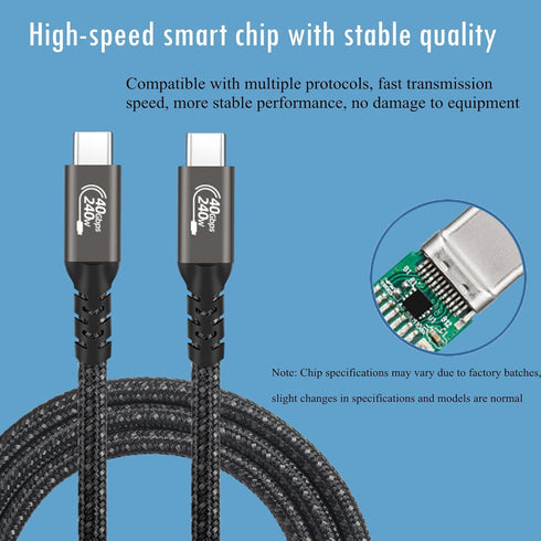 240W 3.2FT USB4 Fast Charging Cable USB-C to USB-C, Compatible with Thunderbolt 4/3, Supports 8K@60Hz