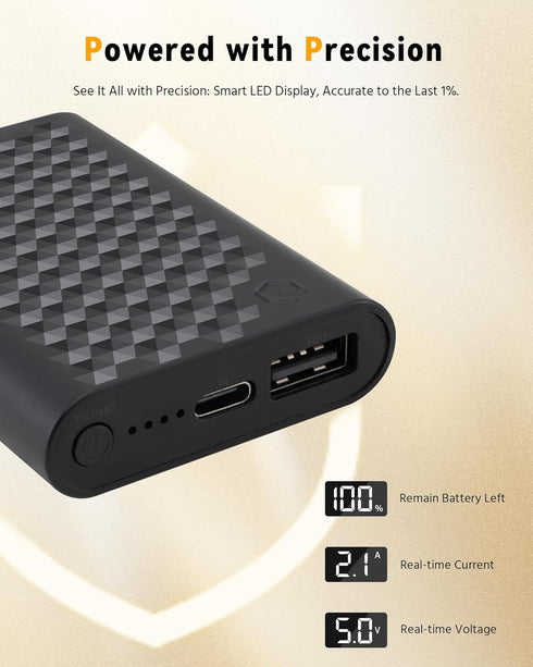 Wulcea 6000mAh 5V/2A Pack Portable Power Bank - USB Charger for Heated Clothing, Jackets, Vests, Scarves, Hats