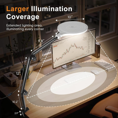 GSYXERGILES 10" 360Rotate Desk Ring Light, LED Ring Light for Desk with Clamp, & Flexible Height Full-Screen Overhead