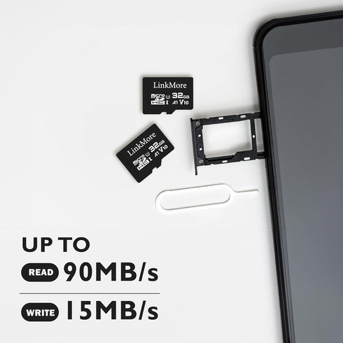 LinkMore XV11 32GB (2 Pack) A1, U1, V10, 10 90 MicroSD Flash Memory Card, Micro SDHC Card, UHS-I, Class Compatible