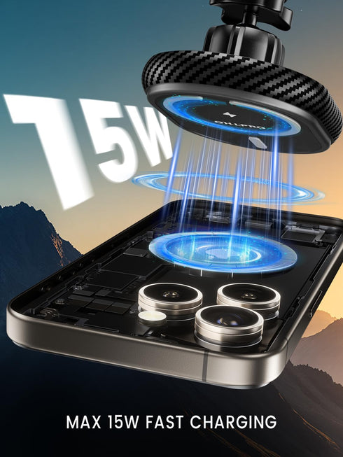 OHLPRO 17 15W 16/15/14/13 for iPhone MagSafe Car Mount Charger, Fast Wireless Charging Magnetic Holder with Extendable