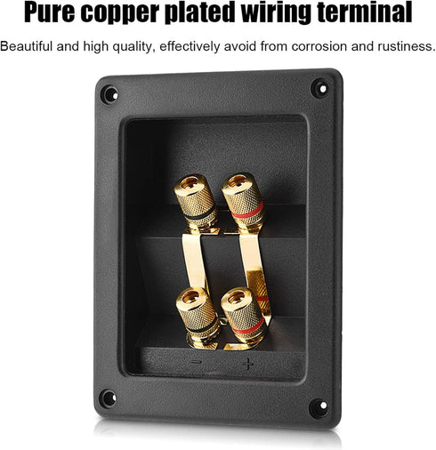 Speaker Terminal Connector, 4 Pure Copper Plated Wiring Terminal Box with 4 Mounting Holes