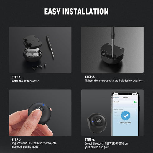 NEEWER Cold Shoe Cover for PA045E - Bluetooth Shutter Side Handle Grip with CR2032 Battery and Phillips Screwdriver