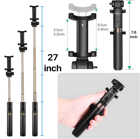 Selfie Stick Tripod with Wireless Remote Controller - Extendable Adjustable Stand for All Apple iPhone, Samsung Galaxy
