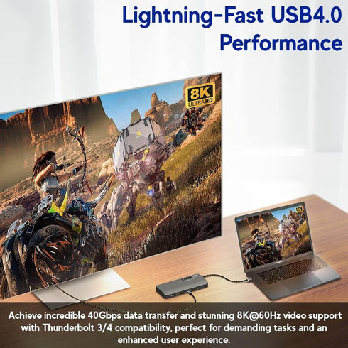 LINKUP 6ft USB 4.0 240W Type-C Thunderbolt 4 Cable, 40Gbps Super-Fast Data Charging, 8K@60hz Video, Durable Sleeved,